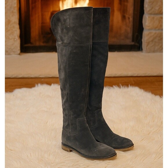 Franco Sarto Over The Knee Gray Suede Carlisle Suede Boots Size 9.5  Low Heel - Picture 1 of 9
